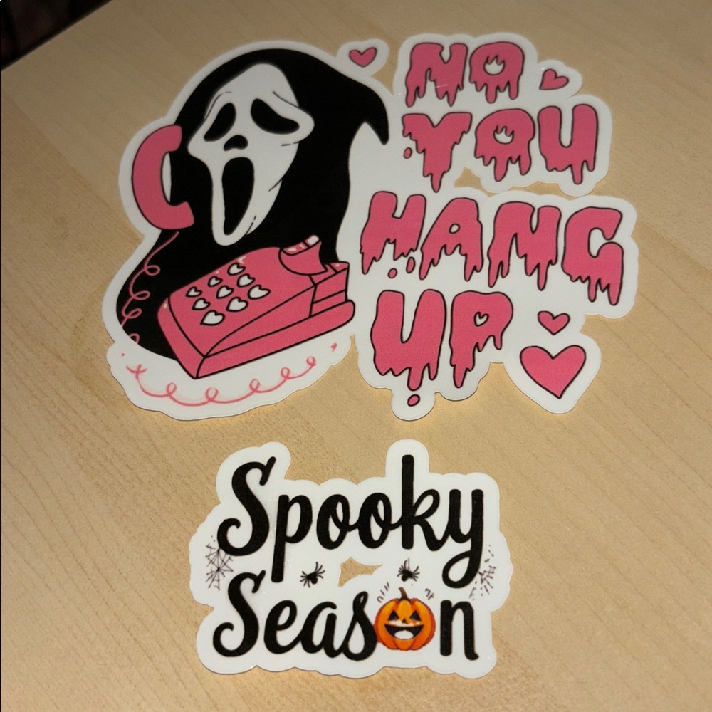 Pink and White Spooky Stickers